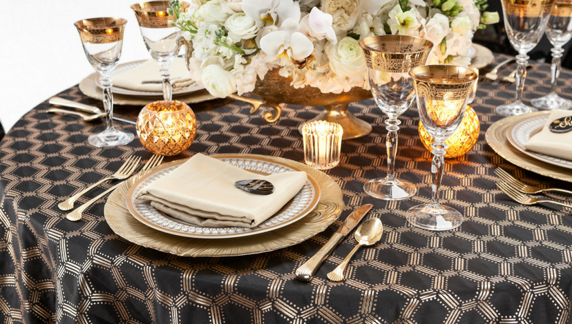 Black and Gold Gatsby Table Idea | BBJ Linen
