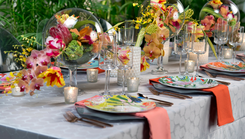 Silver Neptune Tropical Tablescape | BBJ Linen