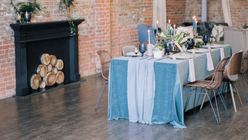 Blue Velvet Wedding Decor | BBJ Linen