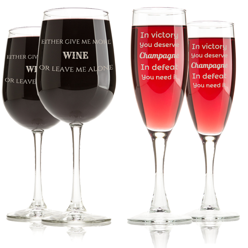 Funny Quotes on Engraved Wine Glasses