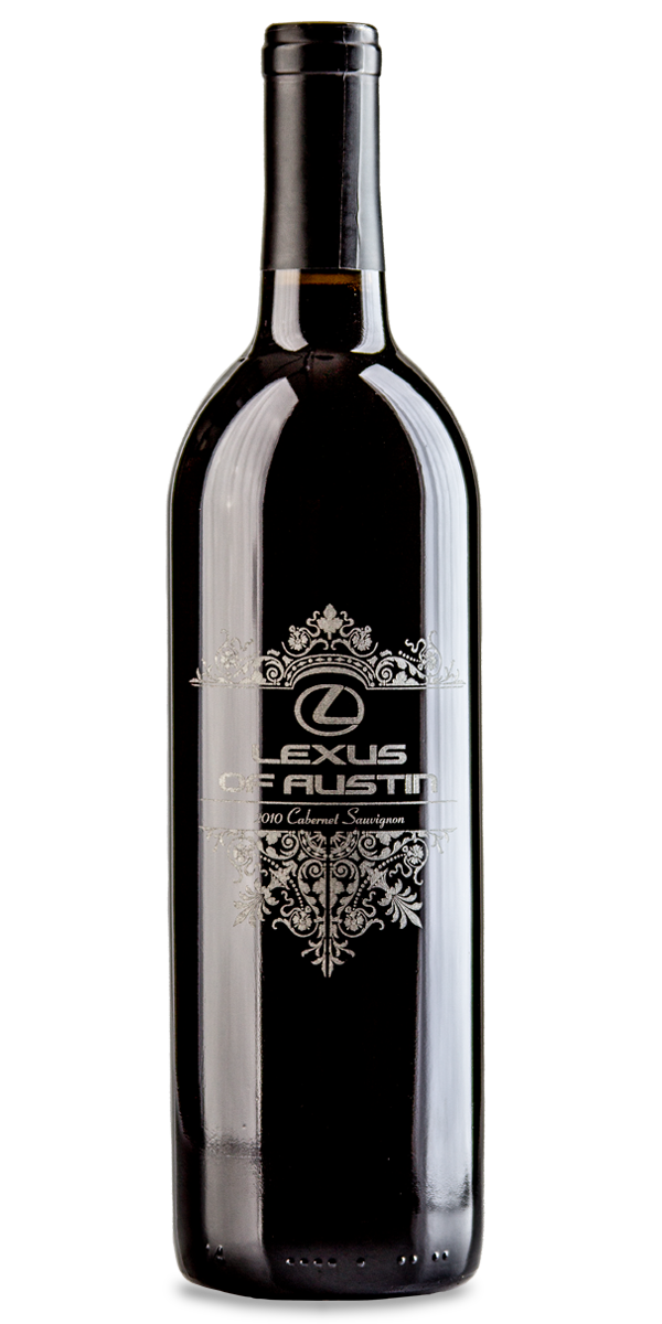 Lexus of Austin personalized wine bottle