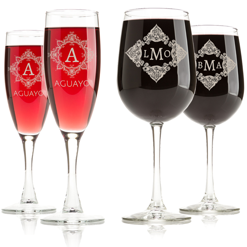 Monogrammed Engraved Wine Glasses