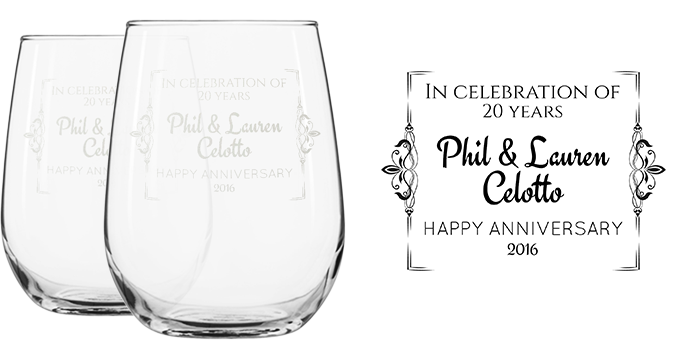 Engraved Wine Glasses Without Stems