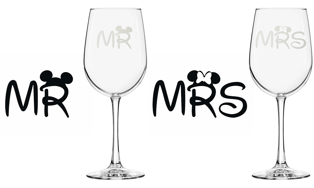 His and Hers Etched Wine Glasses