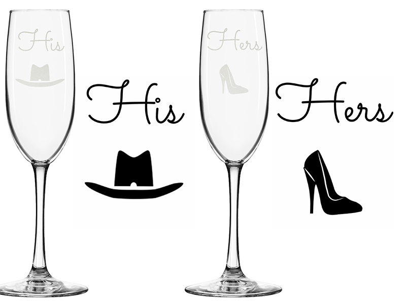 His and Her Champagne Glasses