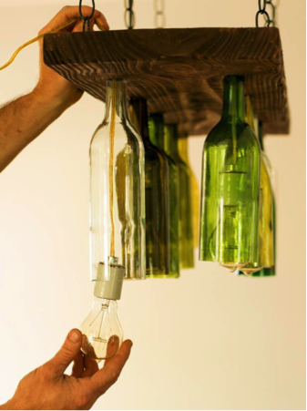 How to Make a Chandelier from Old Wine Bottles Step 7 Connect Plank