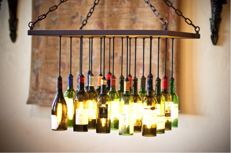 How to Make a Chandelier from Old Wine Bottles Step 8 Light Up the Room