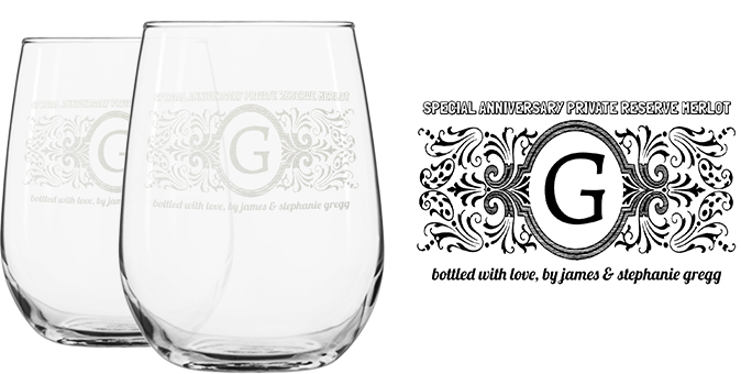 Monogrammed Engraved Wine Glasses