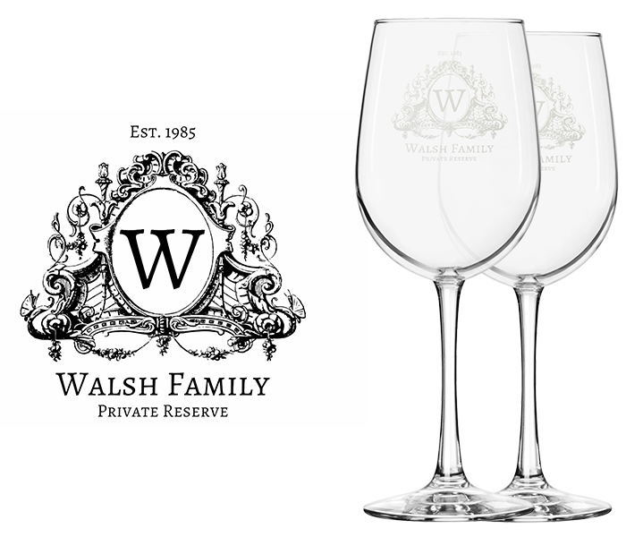 Monogrammed Engraved Wine Glasses