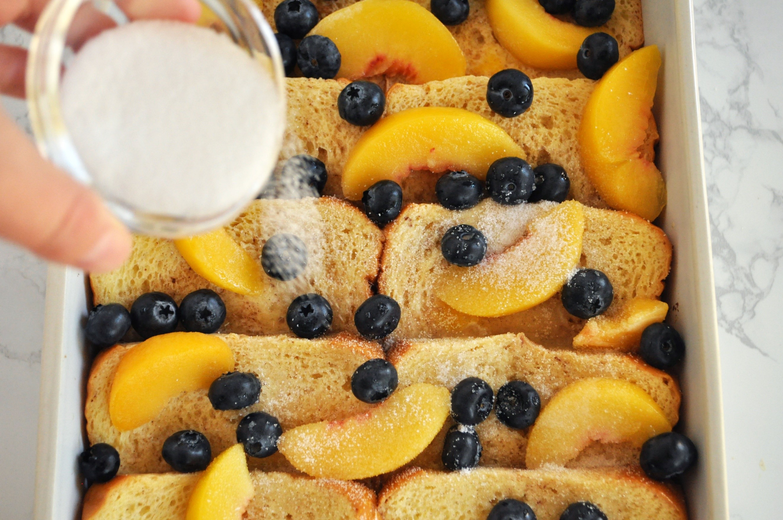 5 Blueberry Peach Baked French Toast