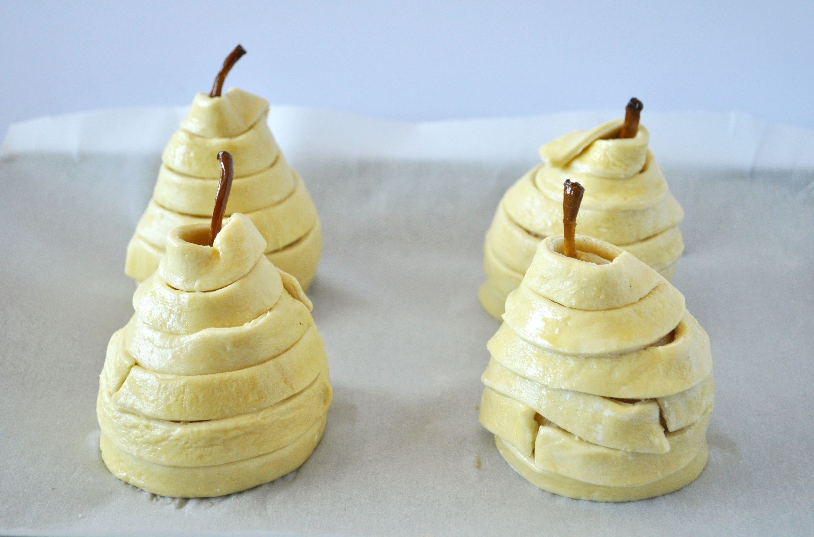 5 Honey Poached Pears in Puff Pastry