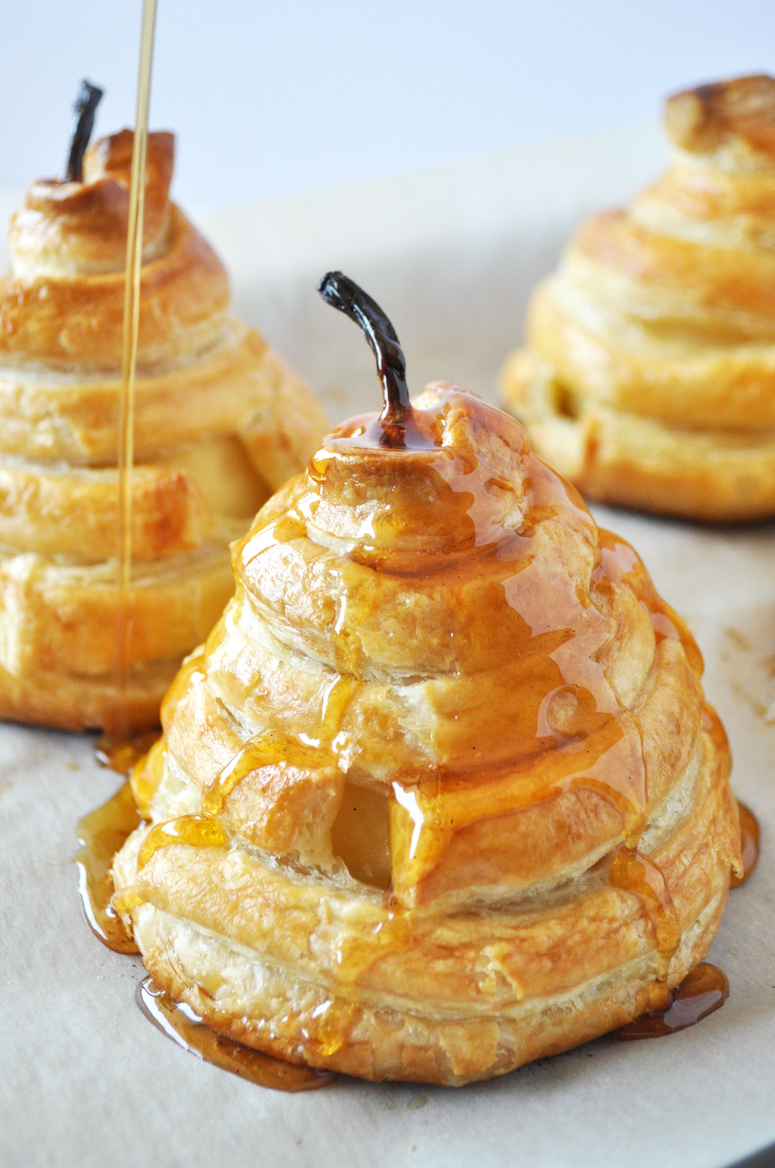 6 Honey Poached Pears in Puff Pastry