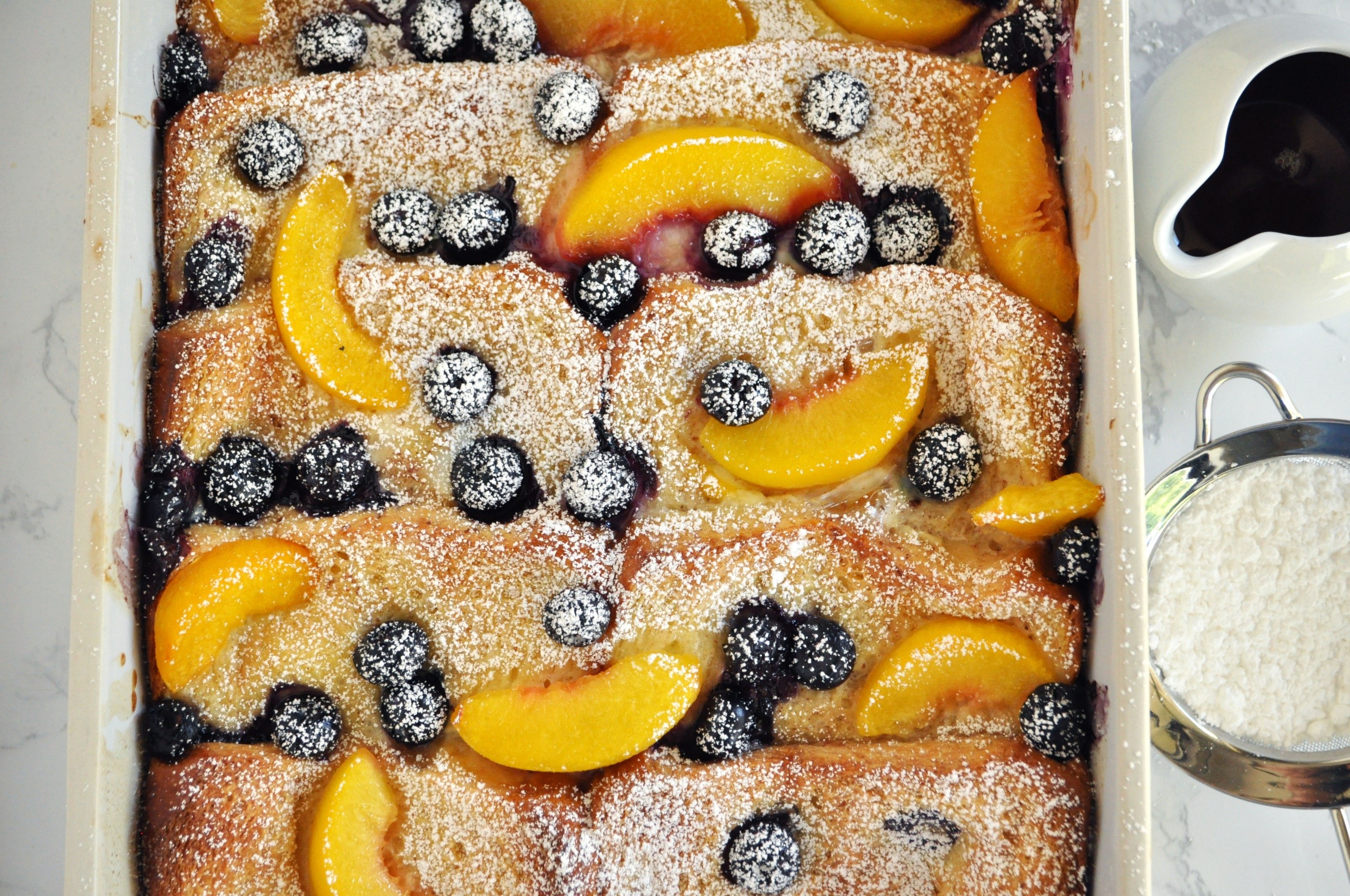 7 Blueberry Peach Baked French Toast
