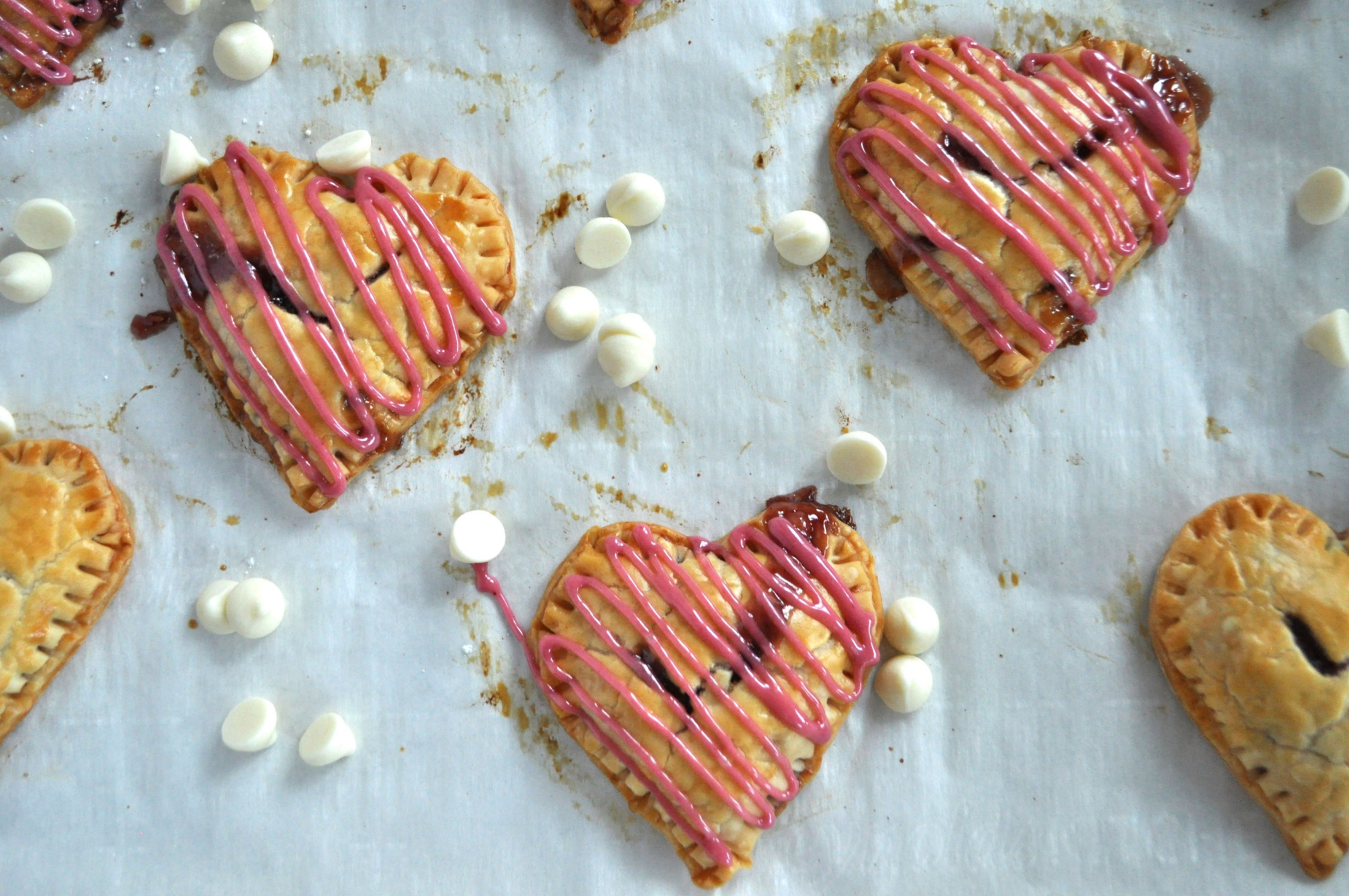 8 Raspberry White Chocolate Heart Pies
