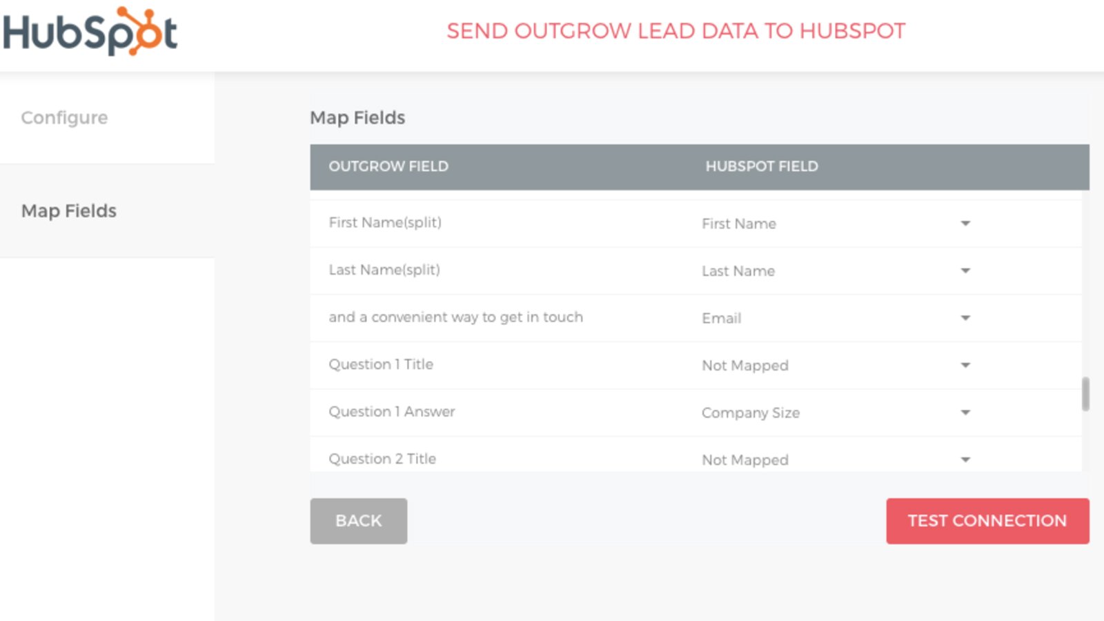 Send Outgrow lead, question, and result data to HubSpot