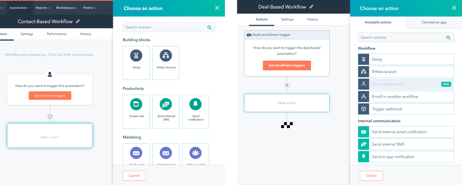 contactworkflows-vs-dealworkflows