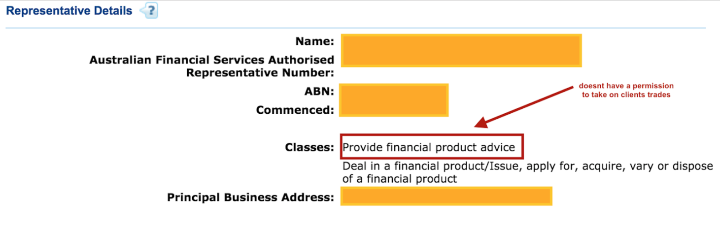 6 - Example 4 - Authorized representative authorized to provide advice for financial products