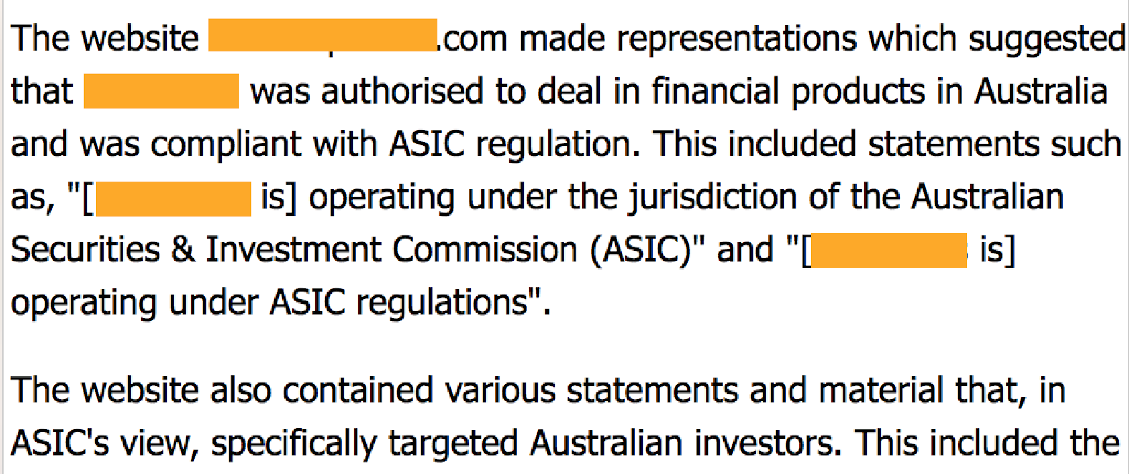 7 - Example 5 - Violation report issued by Australian regulator