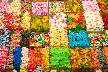 Assorted collection of candy.