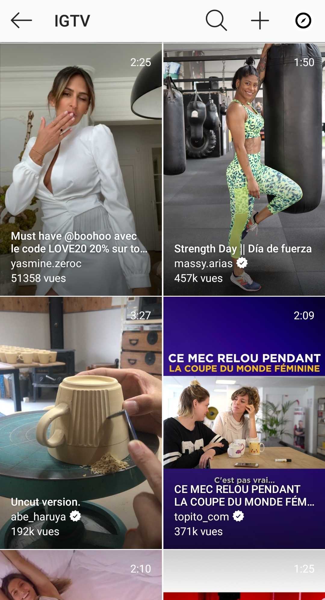 Page d'accueil IGTV
