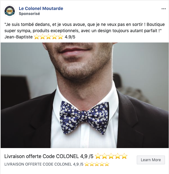 Publicité Facebook Le Colonel Moutarde