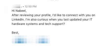 linkedin direct message bad example