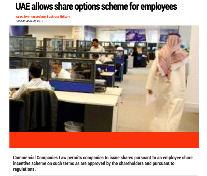 UAE law company share options