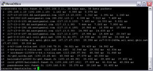 English: Sample on traceroute from a novaoffic...
