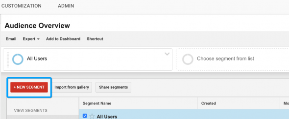 Google Analytics Add a Segment