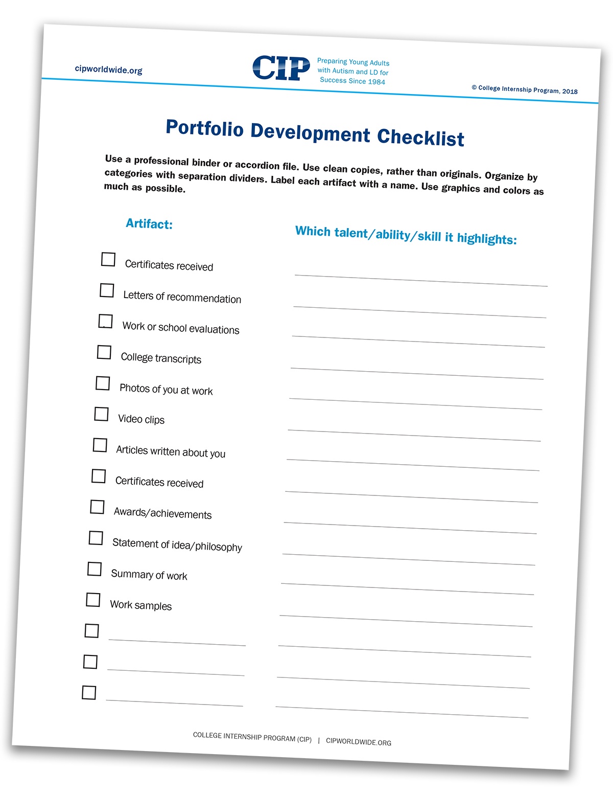 CIP Resource - Portfolio Checklist