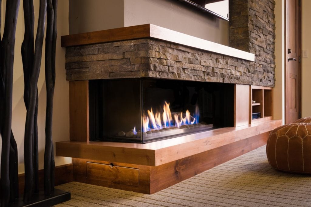 wood fireplace hearth