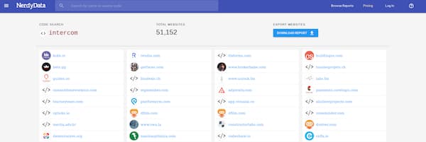 NerdyData competitive analysis tool