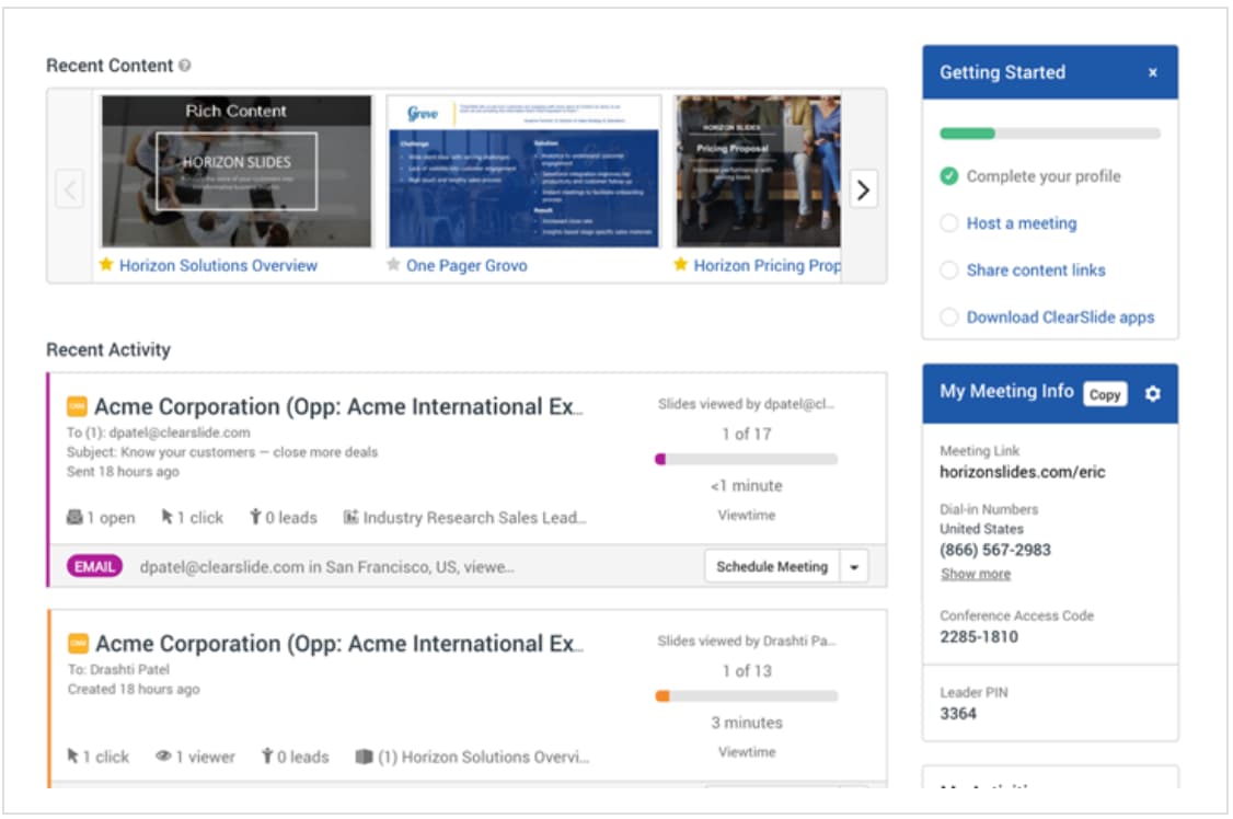 ClearSlide sales enablement platform