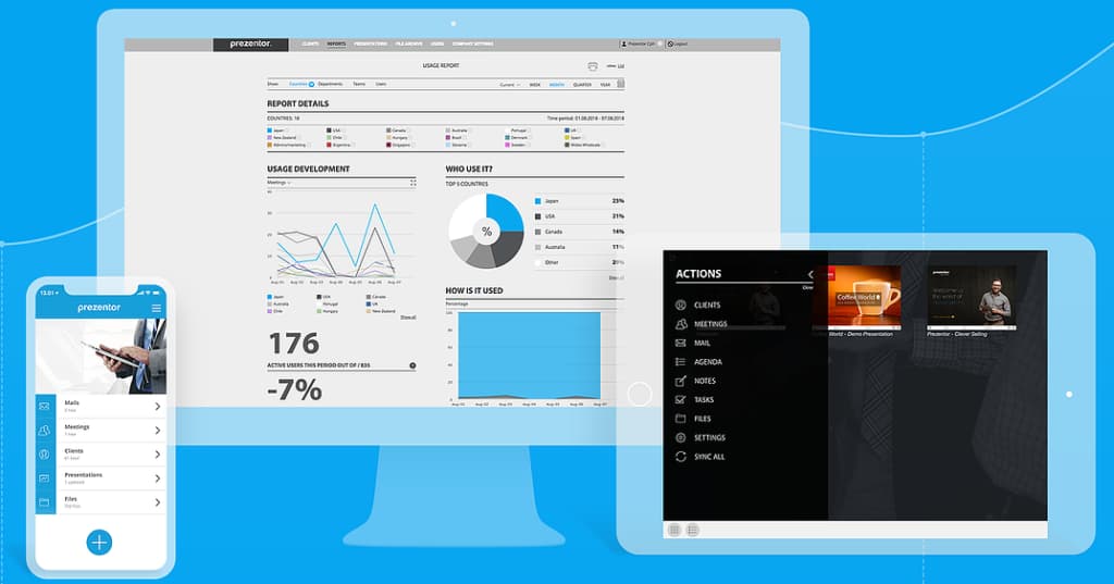 Prezentor mobile and desktop interface