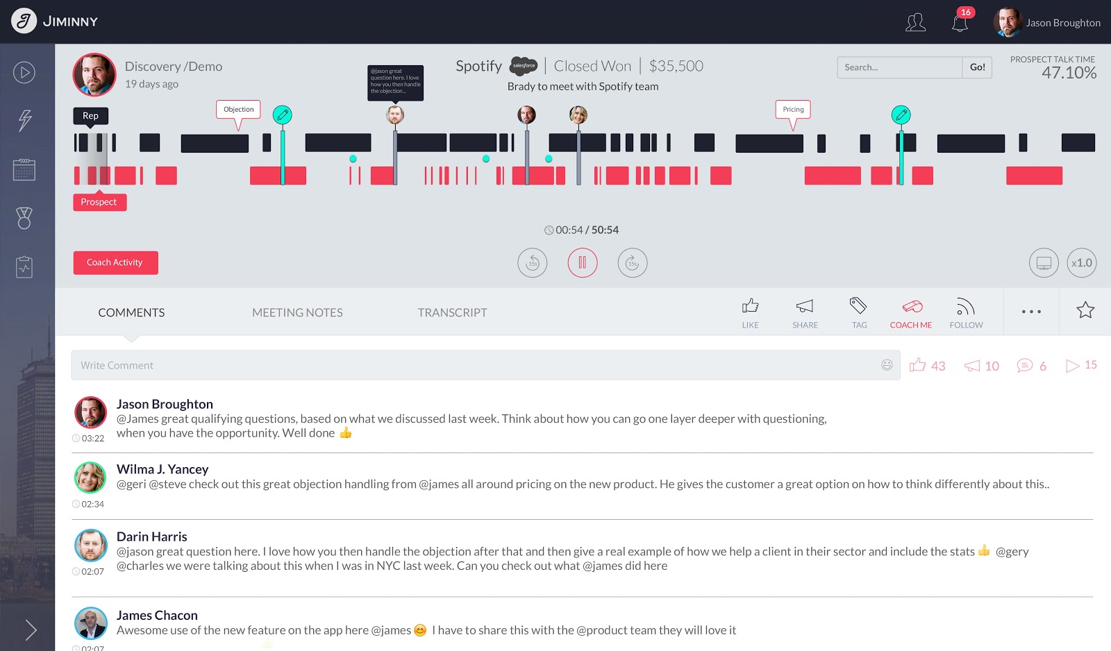Jimminy sales performance software