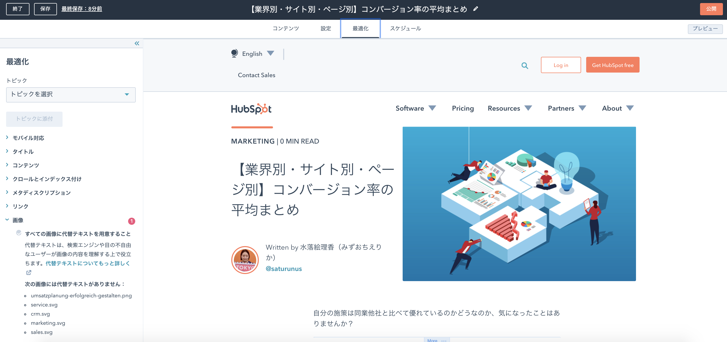 ブログの制作 運営 Hubspot ハブスポット