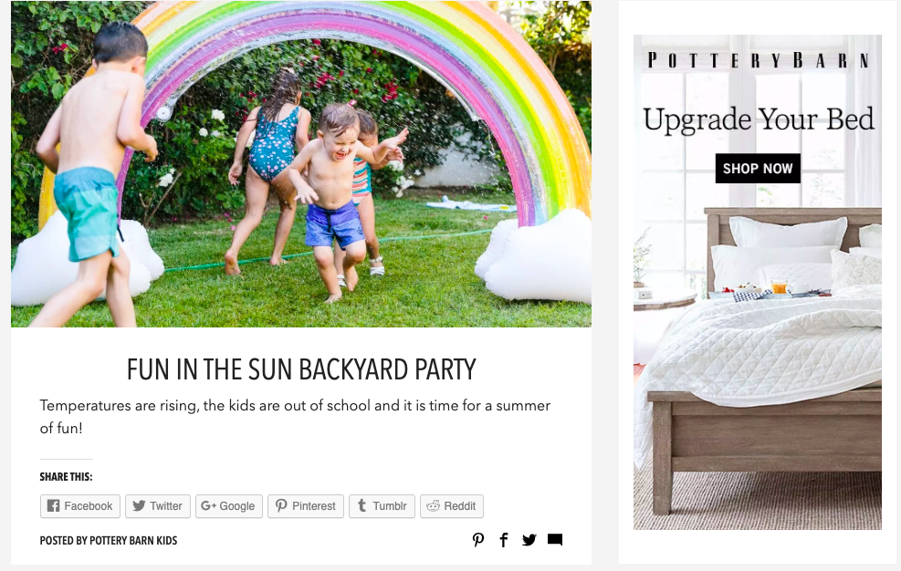 Example of Pottery Barn's blog name.