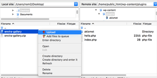 Delete the folder of the wordpress plugin you’re updating