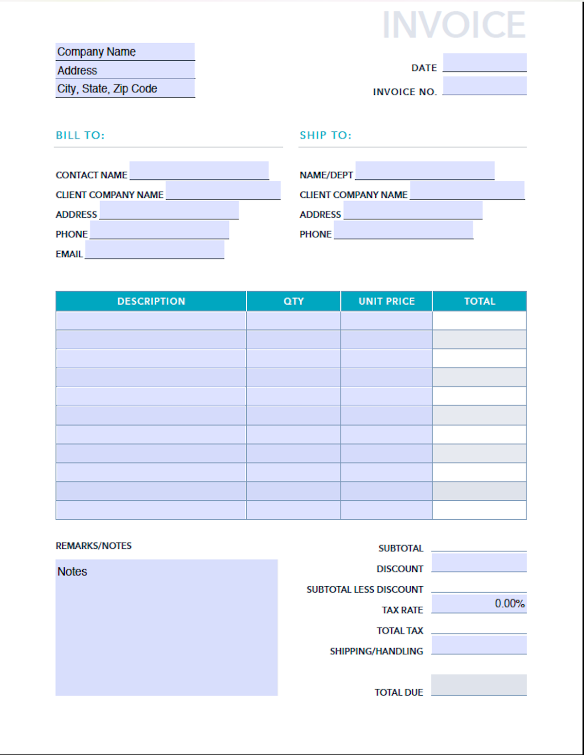 Free Invoices Receipts Pdf Excel Template Hubspot