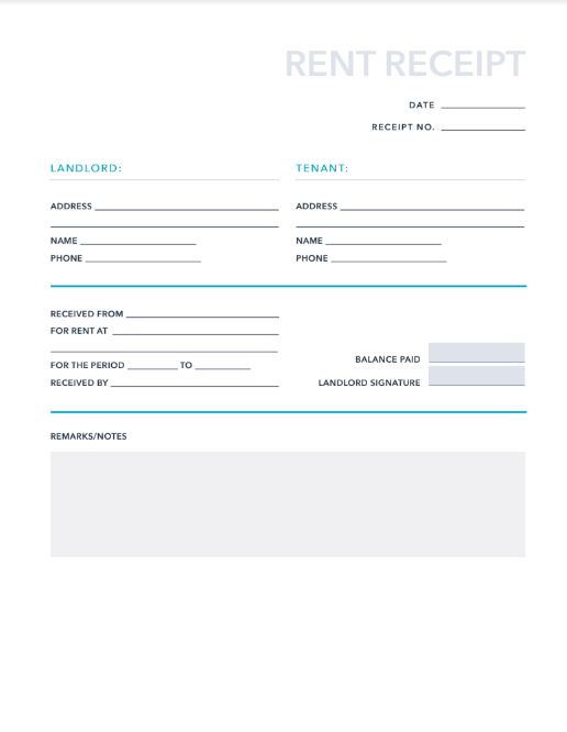 rent receipt template ontario