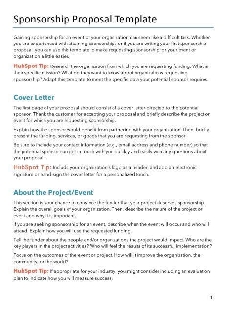 Corporate Sponsorship Proposal Template