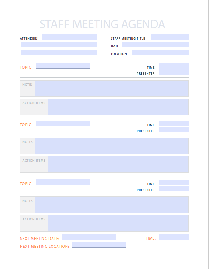 agenda template for staff meeting