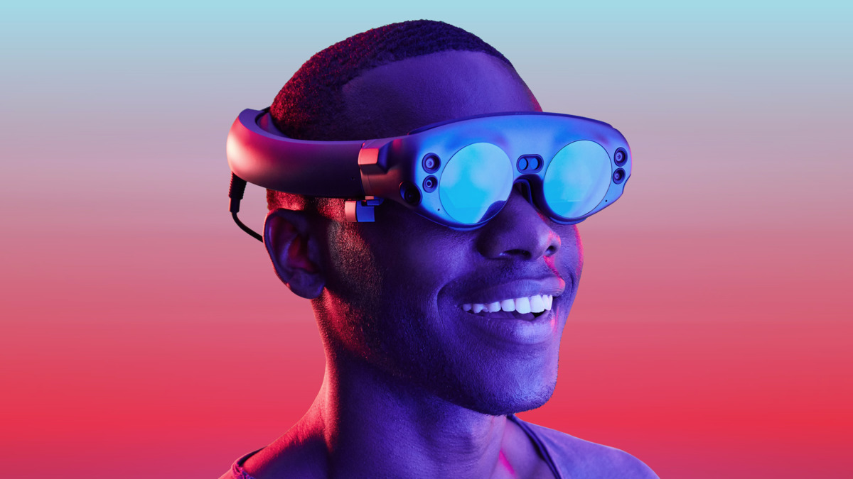 Image of a person with next generation VR glasses