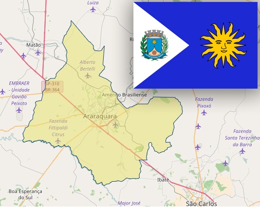 mapa e bandeira de araraquara