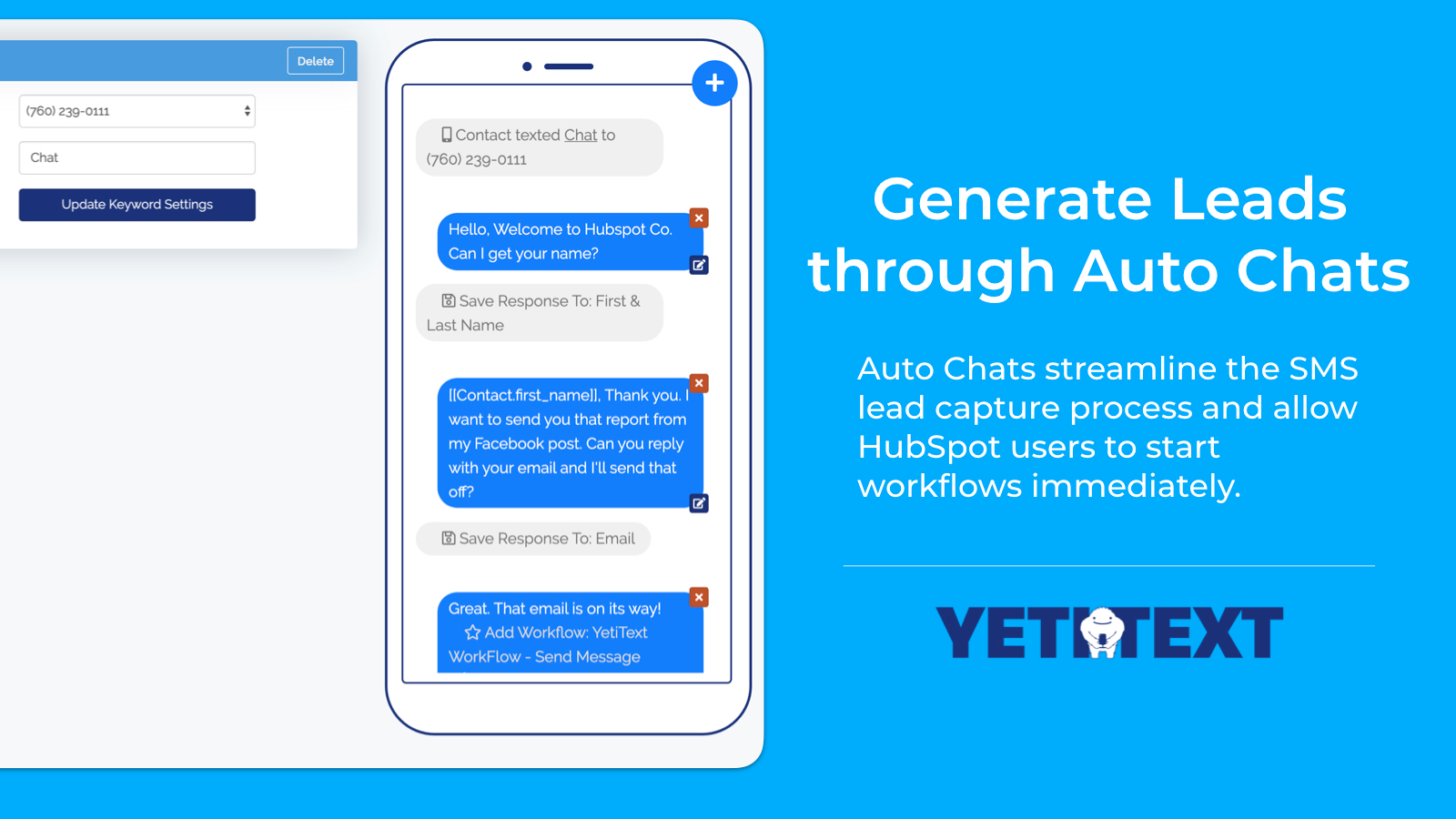 Keyword-based automated chats for seamless SMS lead capture in HubSpot