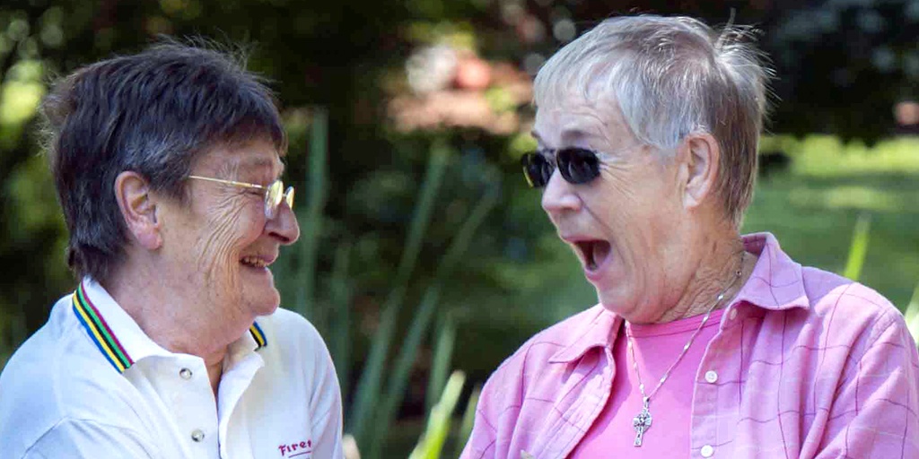 Two ROC residents share a good laugh.
