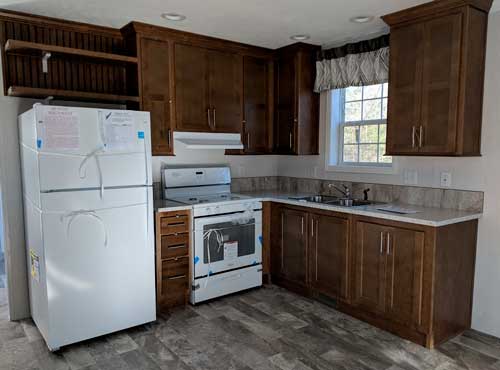 The kitchen in one of the small homes