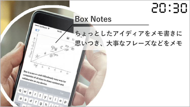 【帰宅後:Box Notesでちょっとしたアイデアもすぐにメモして共有】