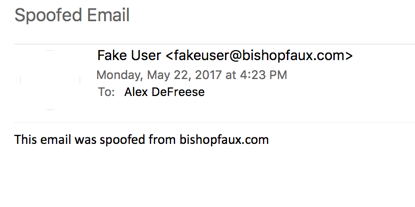 A screenshot of a spoofed email.
