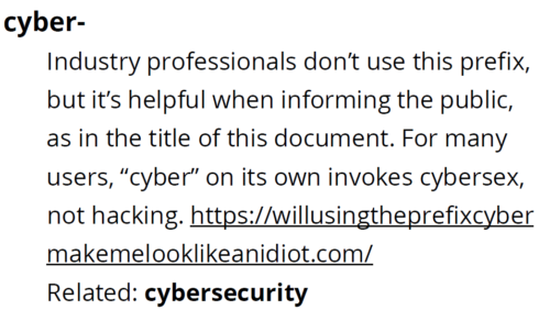 Exert of cybersecurity  style guide
